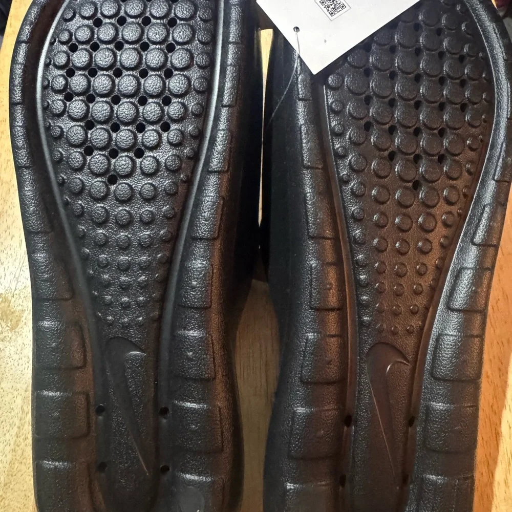 Nike Black Slide Sandals with White Swoosh Accent - Picture 2 of 4
